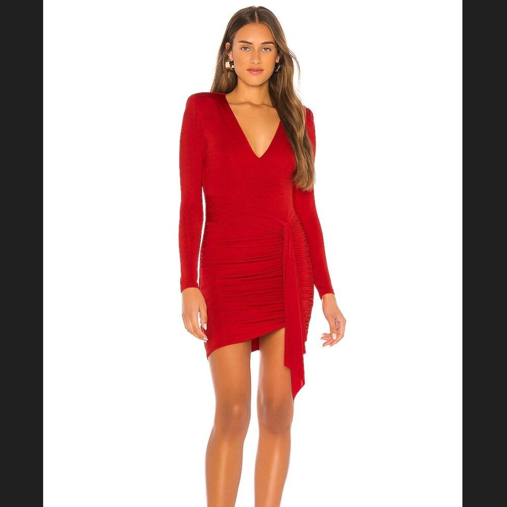 Alice + Olivia Kyra Deep V Drapey Mini Dress Size 0